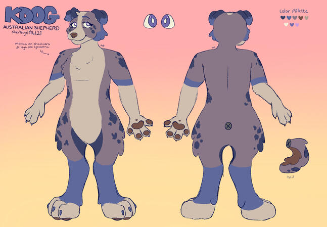 Kdog! My fursona’s reference sheet